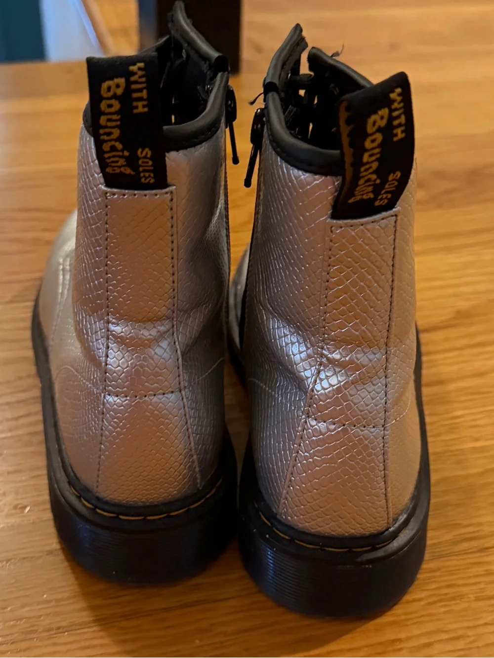 Dr. Martens Kids Silver Lace-Up w/interior side zippers Combat Boots
